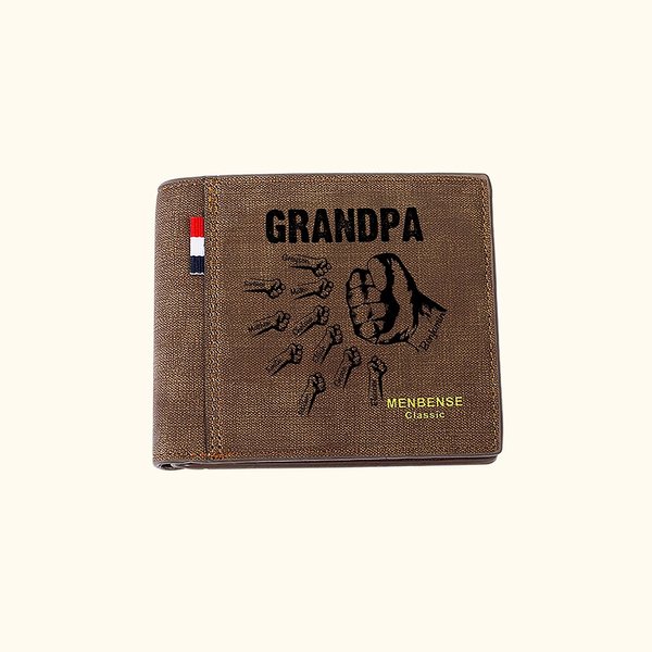 Personalisierte 1-12 Fäuste Bump Leder Brieftasche mit eingravierten Namen Vatertag Geburtstag Geschenk für Papa Opa