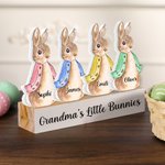 Personalized Cute 1-12 Peter Rabbits Names Wooden Ornament with Base Easter Party Decor Gift for Family Kids