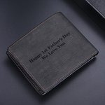 Personalized Photo Leather Men's Bifold Wallet with Engraved Text and Multiple Card Slots Father's Day Anniversary Gift for Him
