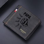 Gepersonaliseerde 1-12 vuisten Bump Leren Portemonnee met Gegraveerde Namen Vaderdag Verjaardagscadeau voor Papa Opa