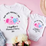 Personlig Vår första mors dag tillsammans 100% bomull Baby Onesie med namn Söt Giraff Elefant Björn Koala Present till nyfödd