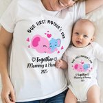 Personlig Vår första mors dag tillsammans 100% bomull Baby Onesie med namn Söt Giraff Elefant Björn Koala Present till nyfödd