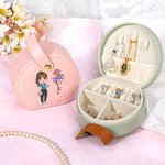 Boîte à bijoux en cuir personnalisée avec nom pour stéthoscope, fleur de naissance et personnage de dessin animé Cadeau de fin d'études pour étudiants en médecine et personnel médical