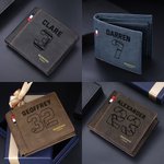 Billetera de piel personalizada para hombre con número y nombre del deporte