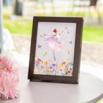 Personlig balettflicka Skuggbox i trä Fotoram Tävlingsnål Förvaring med namn och födelseblomma Födelsedagspresent för ballerina