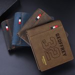 Billetera de piel personalizada para hombre con número y nombre del deporte