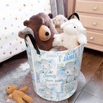 Personalizado lindo elefante impermeable lavandería cesta de almacenamiento con el nombre Guardería Decoración Cumpleaños inauguración de la casa Regalo para niños Niñas