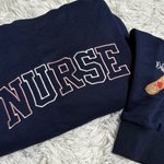 Personalized Embroidered Nurse Stethoscope Syringe Design Crewneck Sweatshirt with Name Birthday Graduation Gift for Medical Gradute Staff