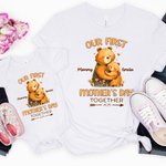 Personlig Hugging Bears Our First Mother's Day 100% bomull Baby Onesie med namn Första mors dag gåva till mamma baby