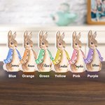 Personalized Cute 1-12 Peter Rabbits Names Wooden Ornament with Base Easter Party Decor Gift for Family Kids