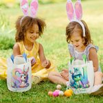 Personalized Fantasy Unicorn Dinosaur Initial Design Reusable Bunny Ears Basket with Name Party Favor Easter Hunting Birthday Gift for Kids Family