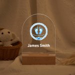Personalisierte niedlichen Fußabdruck Design Acryl LED-Nachtlicht mit hölzernen Basis Name und Text Baby Dusche Zimmer Dekoration Geburtstagsgeschenk für Baby neue Mama