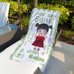 Serviette de Plage Microfibre Personnalisée avec Nom Séchage Rapide Motif Nuage de Mots Dessin Animé Cadeau d'Anniversaire pour Garçons Filles