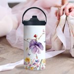 Bottiglia d'acqua per bambini da 15 oz con cannuccia pieghevole e manico Regalo di compleanno per chi ama la danza.