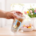 Personalizzato Peter Rabbit iniziale 16 oz doppio innaffiatoio acrilico con cannuccia e coperchio Cesto di Pasqua riempitivo Festa di compleanno regalo per bambini