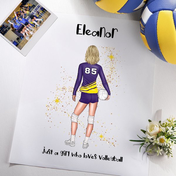 Poster personalizzato del giocatore di pallavolo con nome e numero Regalo di compleanno per le ragazze