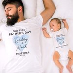 Camiseta Corazón Personalizada Body para Bebé con Nombre Nuestro Primer Regalo del Día del Padre para Papá Bebé