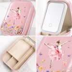 Personalisierte Geburt Blume Schmetterling Ballett Mädchen Schmuckkästchen mit Namen mit wechselnden Farbe LED Make-up-Spiegel Jahrestag Geburtstag Geschenk für Mädchen Frauen