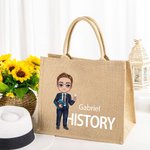 Sac en toile de jute personnalisé avec nom et sujet Anniversaire Retour à l'école Cadeau pour la journée de l'enseignant