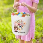 Personalisierte Floral Cross 1-5 Geburt Blumen Hasenohren Cartoon Charakter Canvas Eimer Tasche mit Namen Ostereierjagd Party Geschenk für Kinder