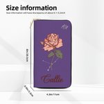 Spersonalizowany skórzany portfel na nadgarstek Zodiac Birth Flower PU z imieniem i wieloma przegródkami Prezent urodzinowy na Dzień Matki dla kobiet i dziewcząt