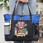 Personalized Highland Cow Mesh Pockets Oxford Tote Bag with Name and Zipper Back to School Graduation Teacher's Day Gift for Graduates Teachers