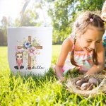 Personalisierte Floral Cross 1-5 Geburt Blumen Hasenohren Cartoon Charakter Canvas Eimer Tasche mit Namen Ostereierjagd Party Geschenk für Kinder