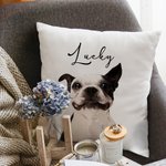 Fodera per cuscino personalizzato con foto dell'animale preferito e nome cuscino da divano da camera regalo per amanti degli animali domestici