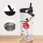 Bottiglia d'acqua per bambini da 15 oz con cannuccia pieghevole e manico Regalo di compleanno per chi ama la danza.
