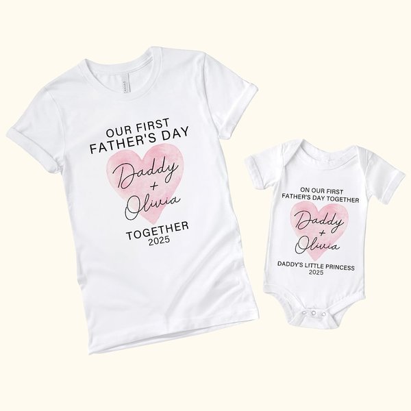 Camiseta Corazón Personalizada Body para Bebé con Nombre Nuestro Primer Regalo del Día del Padre para Papá Bebé