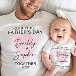 Camiseta Corazón Personalizada Body para Bebé con Nombre Nuestro Primer Regalo del Día del Padre para Papá Bebé