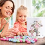 Personalisierte Floral Cross 1-5 Geburt Blumen Hasenohren Cartoon Charakter Canvas Eimer Tasche mit Namen Ostereierjagd Party Geschenk für Kinder