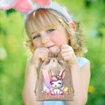 Personalisierte Fantasy Einhorn Dinosaurier Initial Design wiederverwendbare Kordel Sackleinen Tasche mit Namen Party Favor Ostern Jagd Geschenk für Kinder Familie