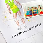 Gepersonaliseerd volleybalspeler Poster Schilderij met naam en nummer Home Decor Verjaardagscadeau voor meisjes