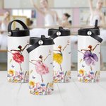 Bottiglia d'acqua per bambini da 15 oz con cannuccia pieghevole e manico Regalo di compleanno per chi ama la danza.