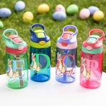 Borraccia da 475ml personalizzata con design del coniglio Peter Rabbit nome e iniziale con cannuccia regalo di compleanno di Pasqua per bambini