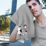 Personalizada Fútbol Cartoon Nombre del personaje Waffle Deportes Toalla con Gancho Super Absorbente Deportes Accesorio Cumpleaños Equipo Regalo para Amante de los Deportes Jugador