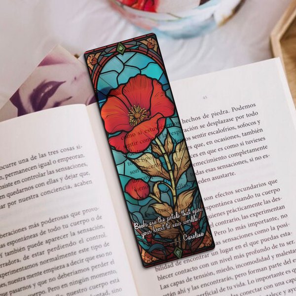 Gepersonaliseerde gebrandschilderd glas stijl geboorte bloem helder acryl bladwijzer met naam lezen briefpapier benodigdheden verjaardagscadeau voor boek minnaars