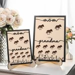 Personalized First Mom Now Grandma Bear Mom Wooden Plaque Frame Sign with Kid's Names and Stand Home Decor Mother's Day Christmas Gift for Grandma Mom