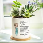 Personnalisé Difference Maker Pot en céramique avec drainage et base en bambou Cadeau d'appréciation pour infirmière, médecin et personnel médical