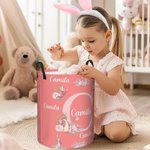 Personalisierte Peter Rabbit Floral Initial zusammenklappbar wasserdicht Wäscheaufbewahrung Korb mit Namen und Griff Geburtstag Ostern Geschenk für Jungen Mädchen