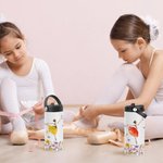 Bottiglia d'acqua per bambini da 15 oz con cannuccia pieghevole e manico Regalo di compleanno per chi ama la danza.