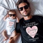 Camiseta Corazón Personalizada Body para Bebé con Nombre Nuestro Primer Regalo del Día del Padre para Papá Bebé