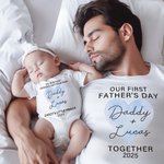 Camiseta Corazón Personalizada Body para Bebé con Nombre Nuestro Primer Regalo del Día del Padre para Papá Bebé