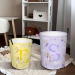 Personalisierte Peter Rabbit Floral Initial zusammenklappbar wasserdicht Wäscheaufbewahrung Korb mit Namen und Griff Geburtstag Ostern Geschenk für Jungen Mädchen