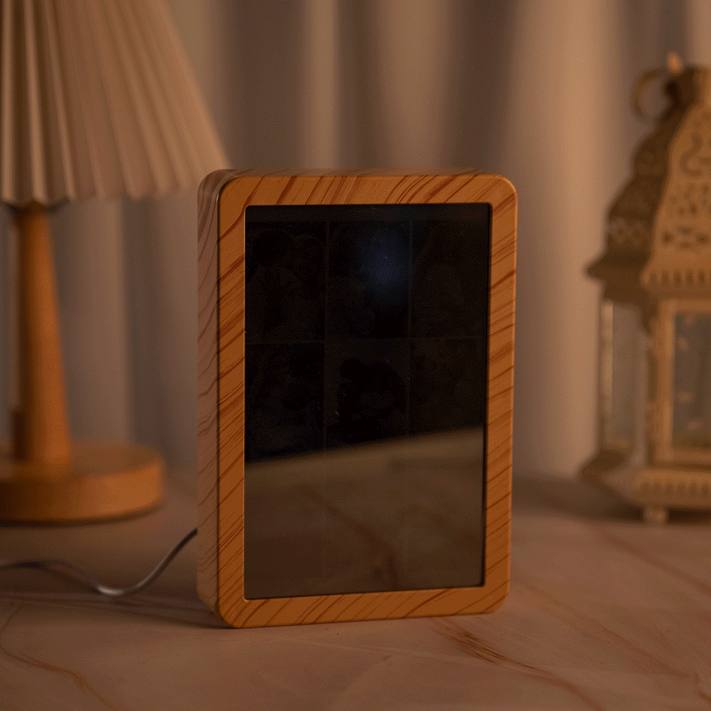 Personalized Music Player Design Mirror Photo Frame with Name and Changing Color LED Valentine's Day Anniversary Birthday Gift for Couples Family