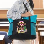 Personalized Highland Cow Mesh Pockets Oxford Tote Bag with Name and Zipper Back to School Graduation Teacher's Day Gift for Graduates Teachers