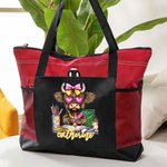 Personalized Highland Cow Mesh Pockets Oxford Tote Bag with Name and Zipper Back to School Graduation Teacher's Day Gift for Graduates Teachers