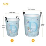 Personalisierte Peter Rabbit Floral Initial zusammenklappbar wasserdicht Wäscheaufbewahrung Korb mit Namen und Griff Geburtstag Ostern Geschenk für Jungen Mädchen