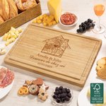 Planche à Découper en Bambou FSC Personnalisée avec Texte Rainure pour Jus de Fruits Cadeau Pendaison de Crémaillère pour Couple Famille Charcuterie